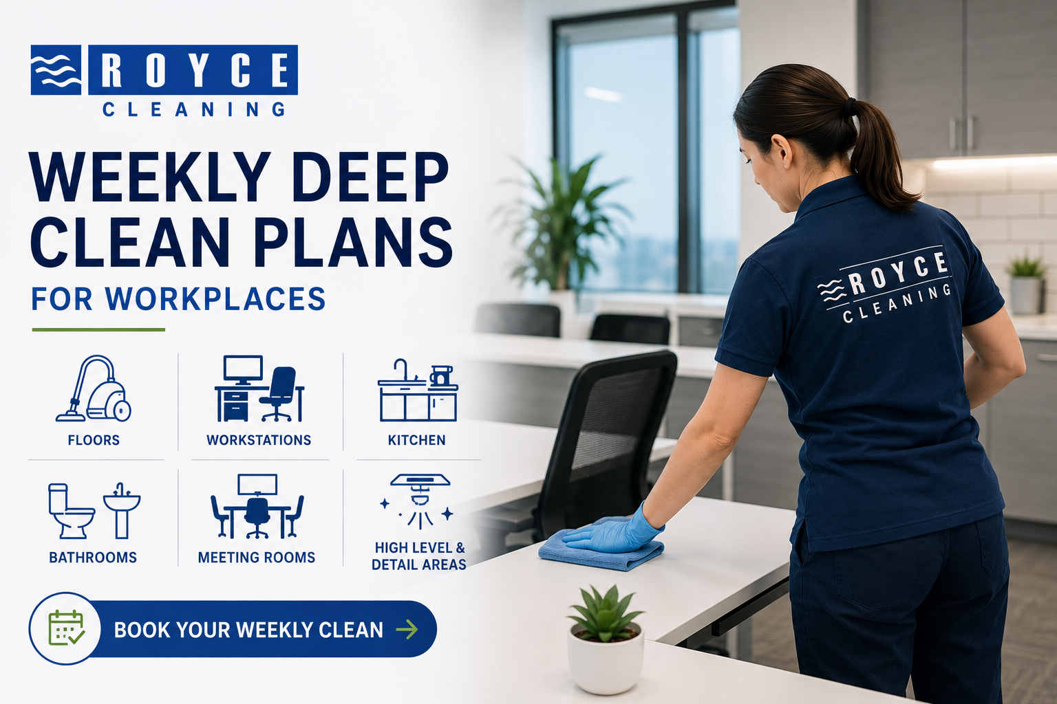 Weekly deep clean plan for Sydney commercial workplaces - Royce Cleaning professional commercial cleaners